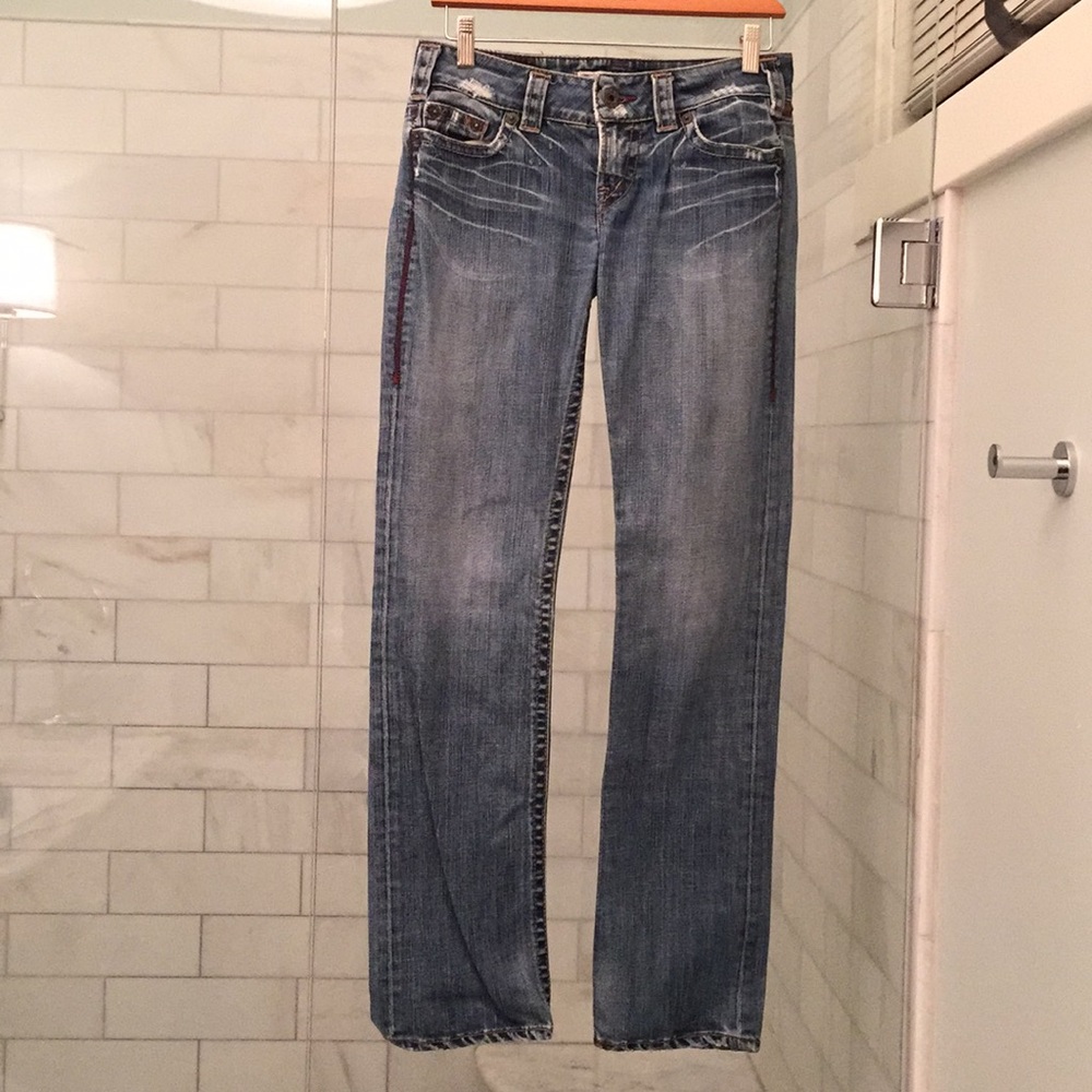 1921 distressed straight leg jeans - size 28